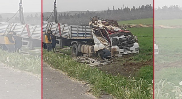 Suruç’ta tır şarampole devrildi! Sürücü yaralandı