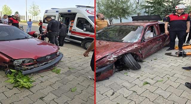 Karaköprü’de sıkışmalı trafik kazası! 1 yaralı