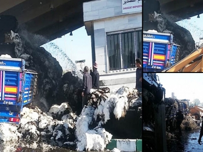 Sınır Kapısında Pamuk Yüklü TIR Yandı