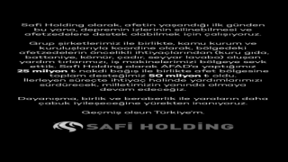 Safi Holding'ten deprem bölgesine büyük yardım